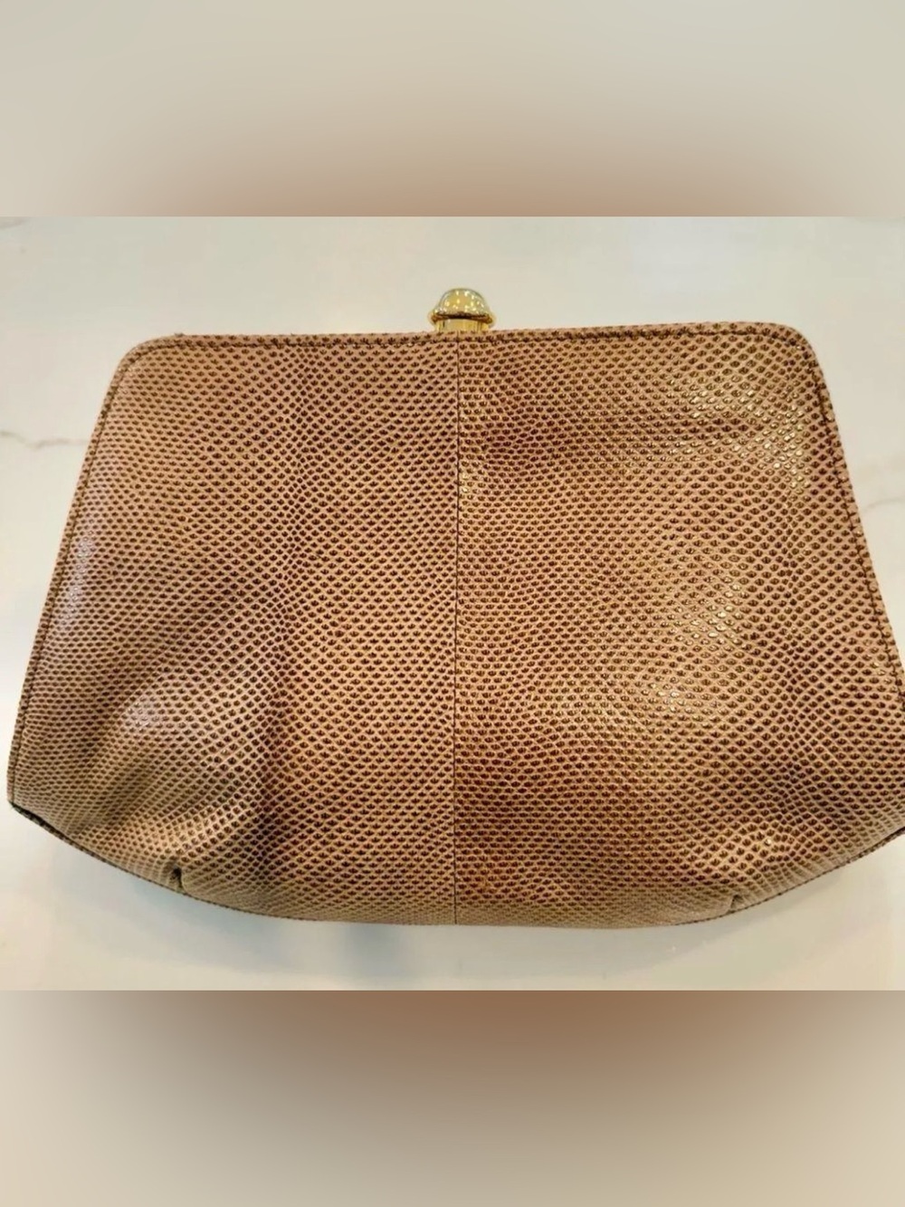 Vintage Women's Clutch Leather Bag in Light Brown